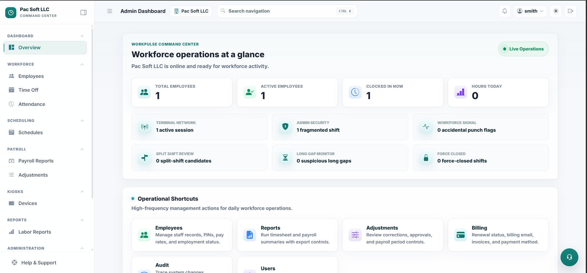 WorkPulse employee portal interface